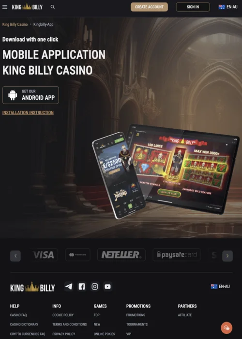 App Installation King Billy Casino